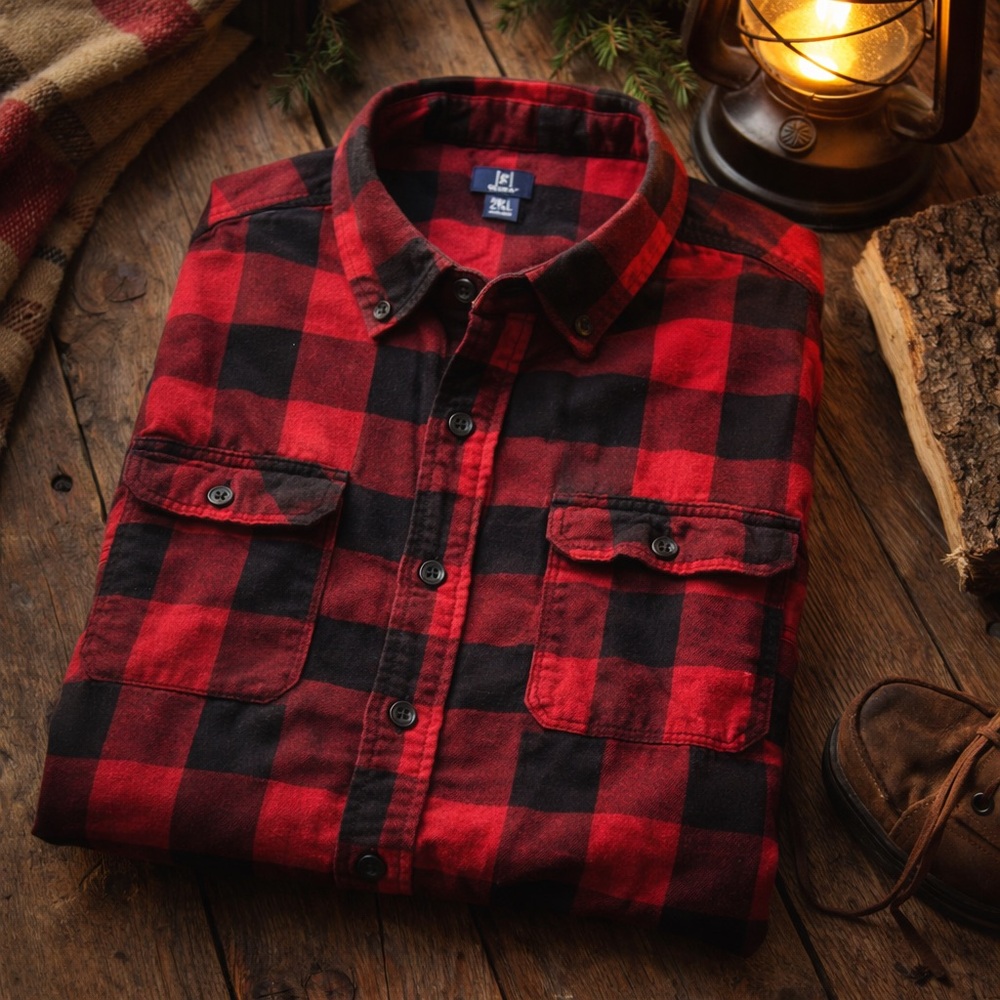 Red & Black Buffalo Plaid Flannel Shirt Men’s Size 2X